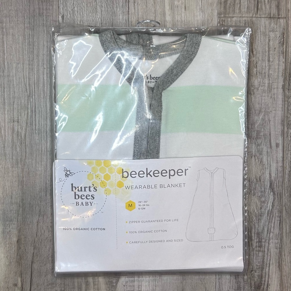 Burt's Bees 100% Organic Cotton Unisex Baby Wearable Swaddle Mint Green Medium